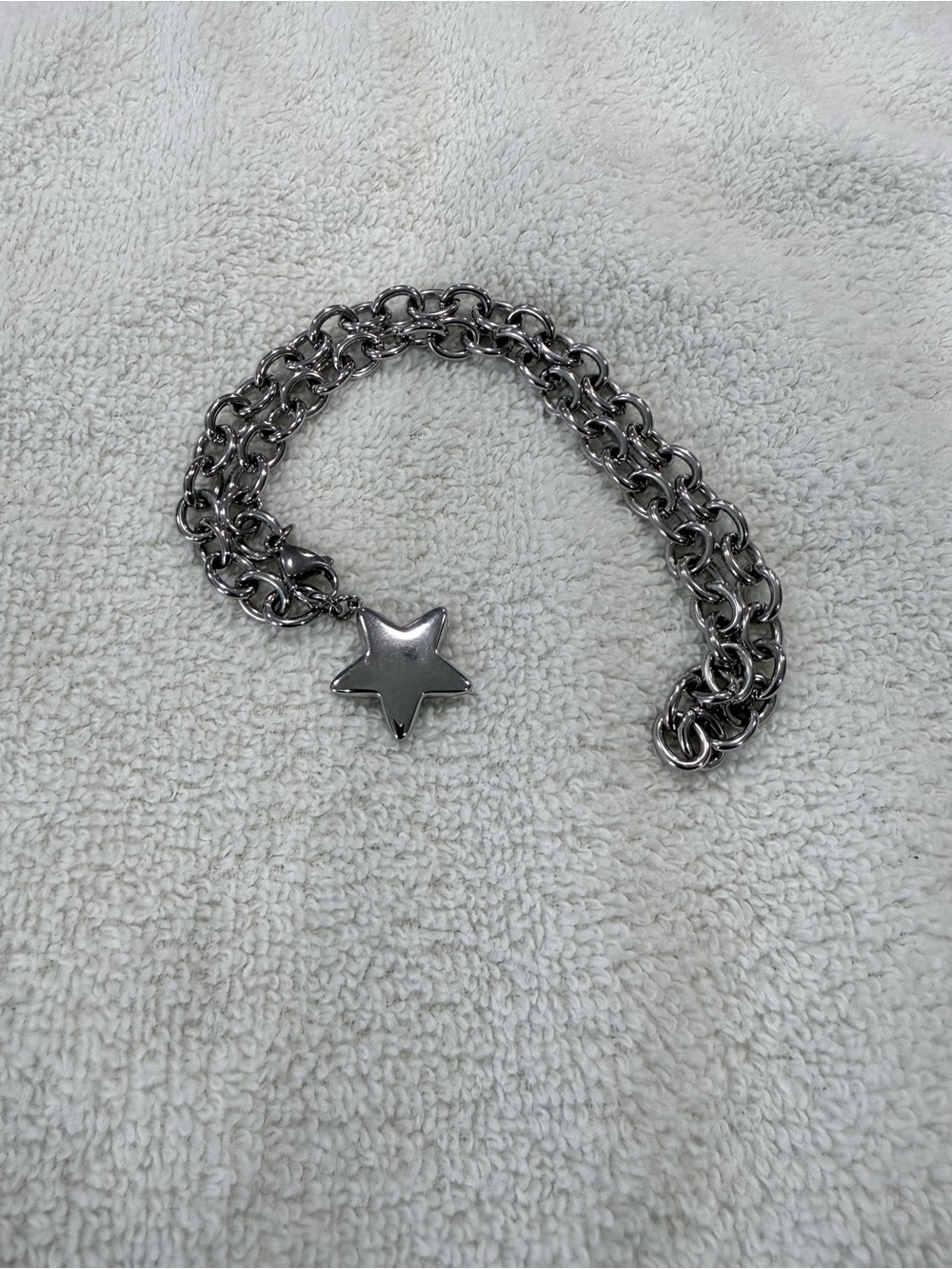 Silver Star Charm Chunky Chain Necklace
